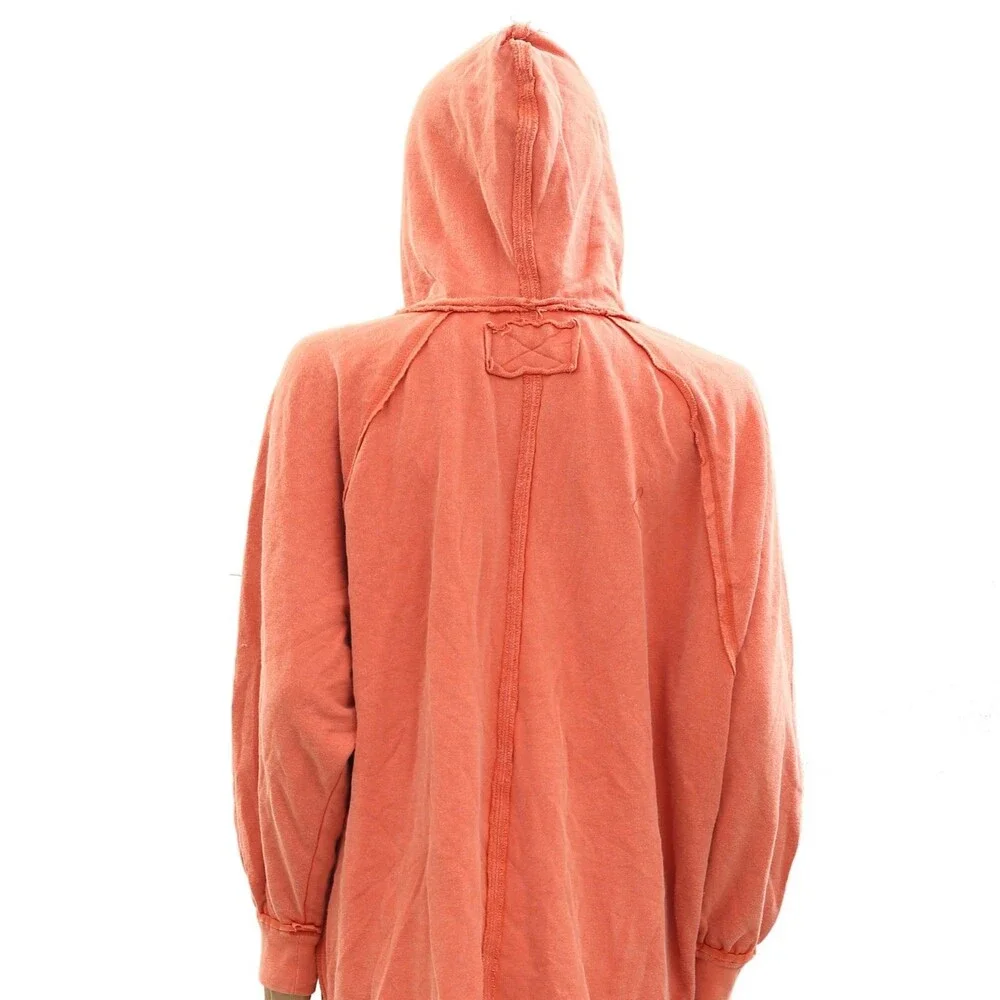 Free People We The Free Printed Sweatshirt Hoodie Top Oversized Orange S 284215